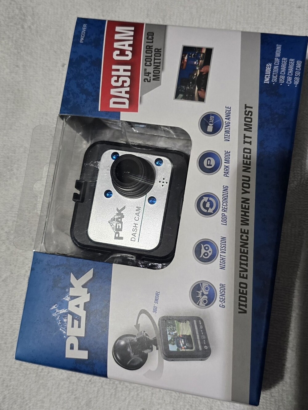 Peak Performance Silver & Black Dash Cam - Compact Portable Recorder